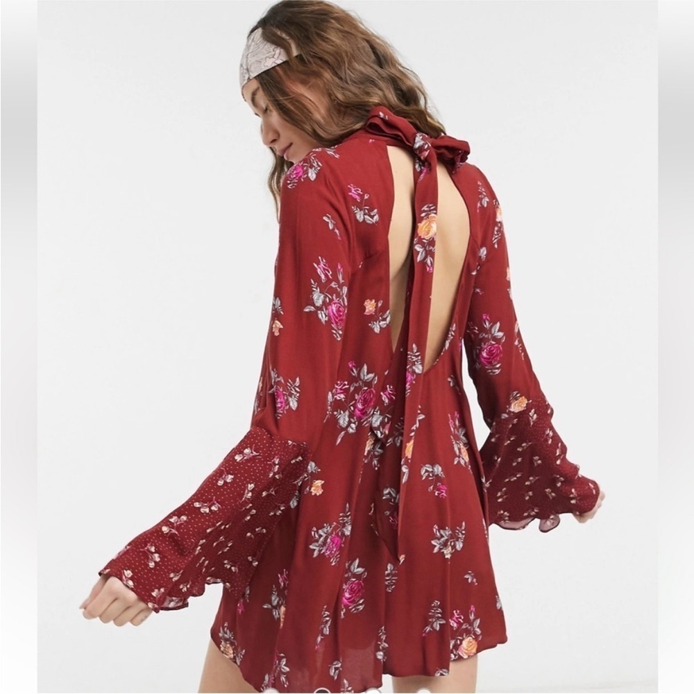 *Final Price* Free People Tate Mock-Neck Tunic Vintage Combo Red S NWT - Picture 2 of 9